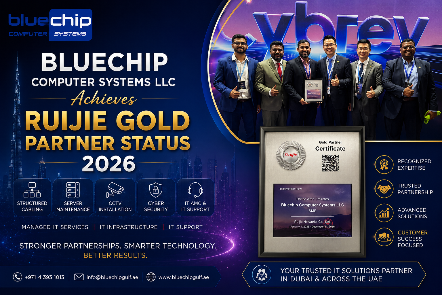 Bluechip Computer Systems Achieves Ruijie Gold Partner